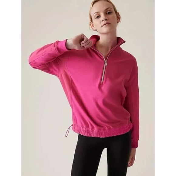 Athleta Jackets & Blazers - ATHLETA Triumph Hybrid Half Zip Sweatshirt Hot Pink